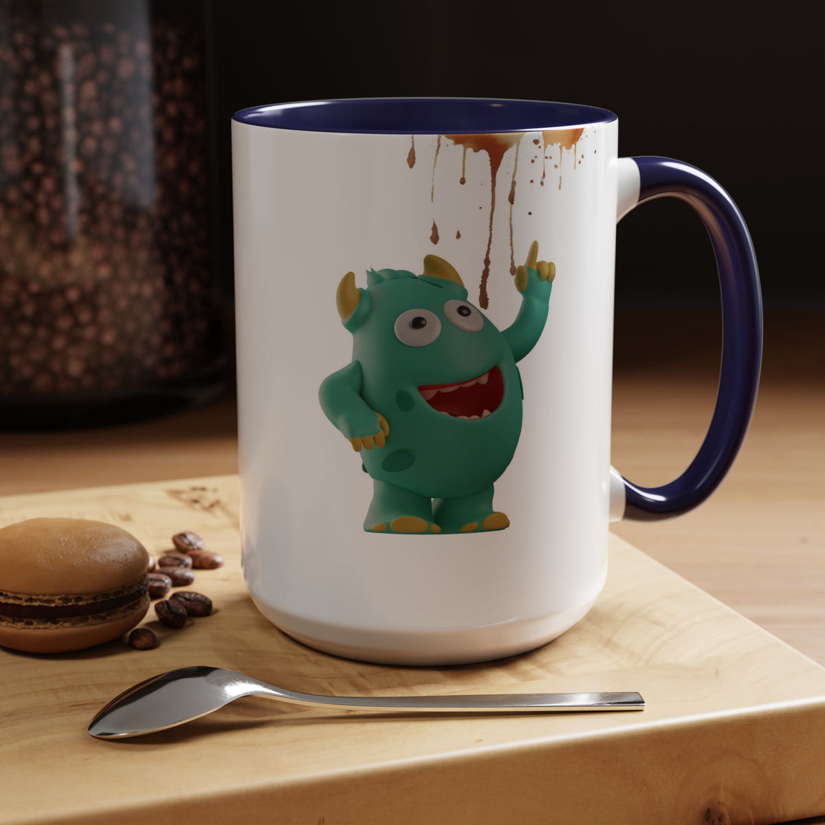 Humor Mug - Monster Drinks Coffee Spill