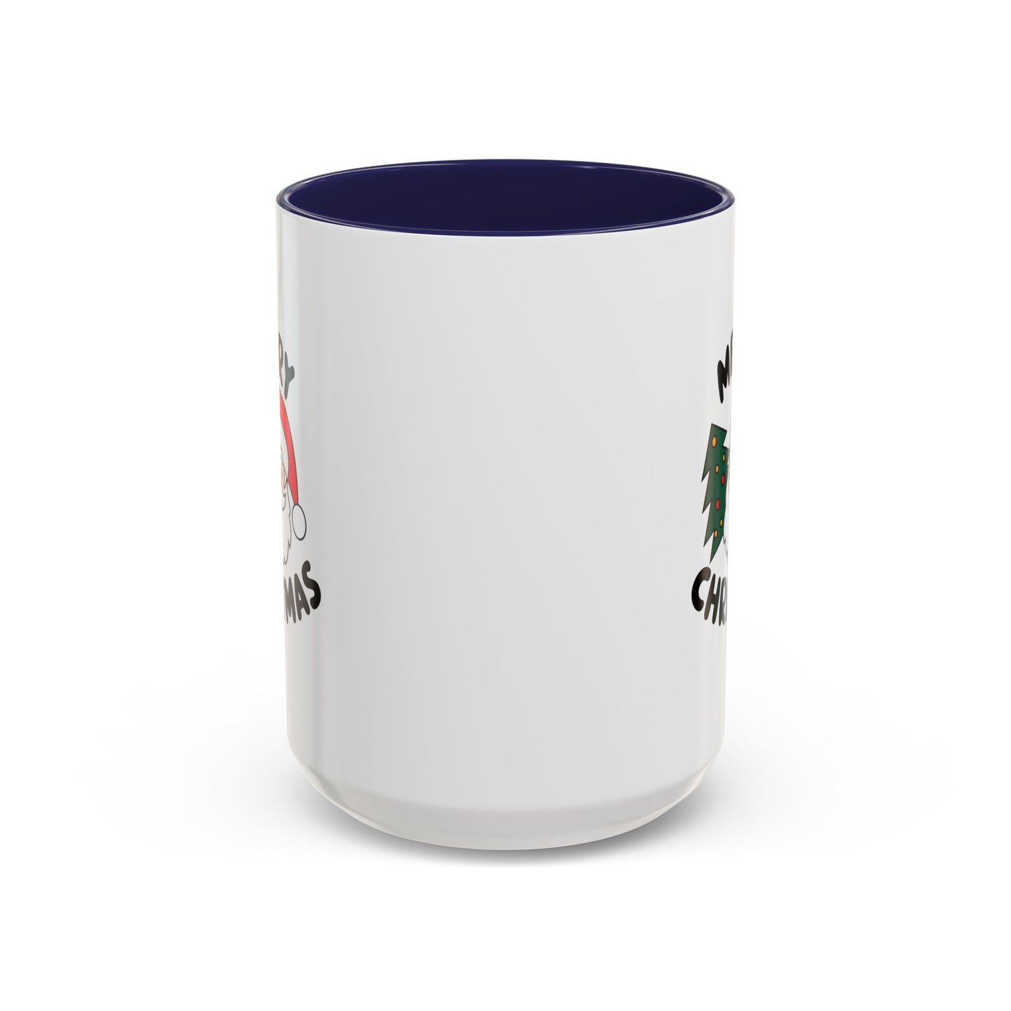 Christmas Mug - Merry Christmas Black Text Santa Tree