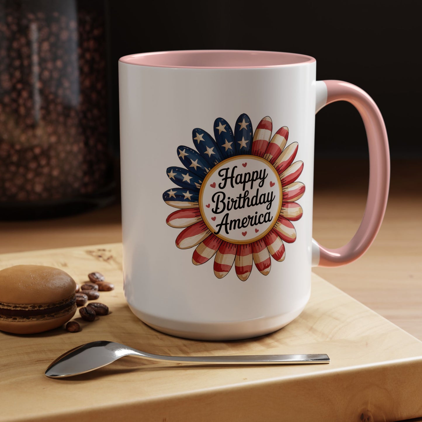 4th of July Mug - Happy Birthday America Sunflower