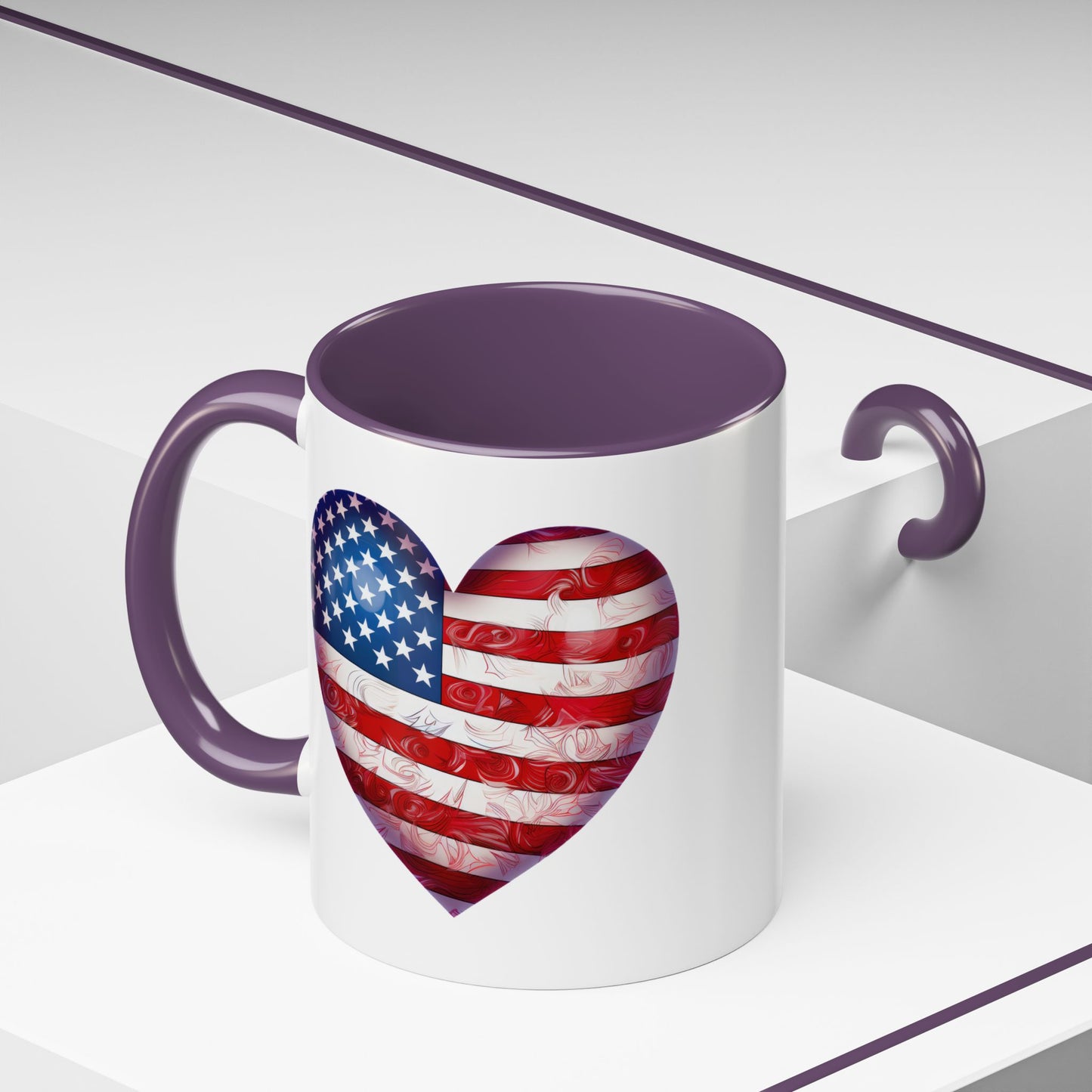 4th of July Mug - Heart American Flag