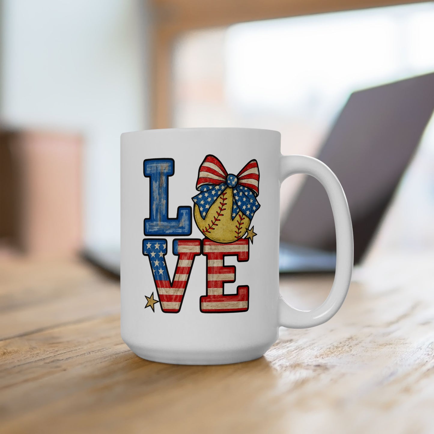 4th of July Mug - Patriotic Love Softball