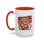 Christmas Mug - Green Text Red Banner Reindeer Bear Penguin