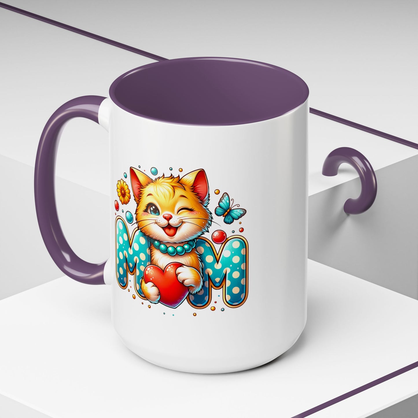 Mother's Day Mug - Mom Cat Red Heart