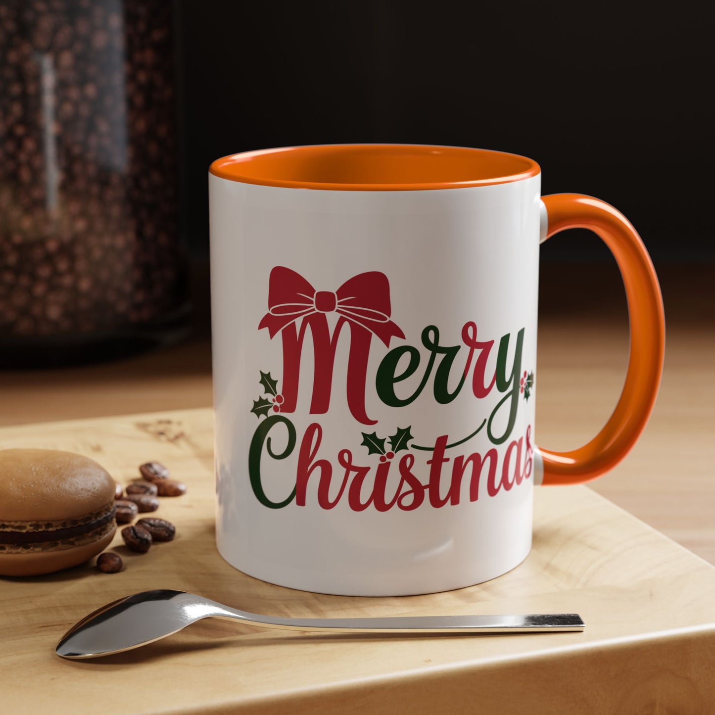 Christmas Mug - Merry Christmas Red & Green Text Bow