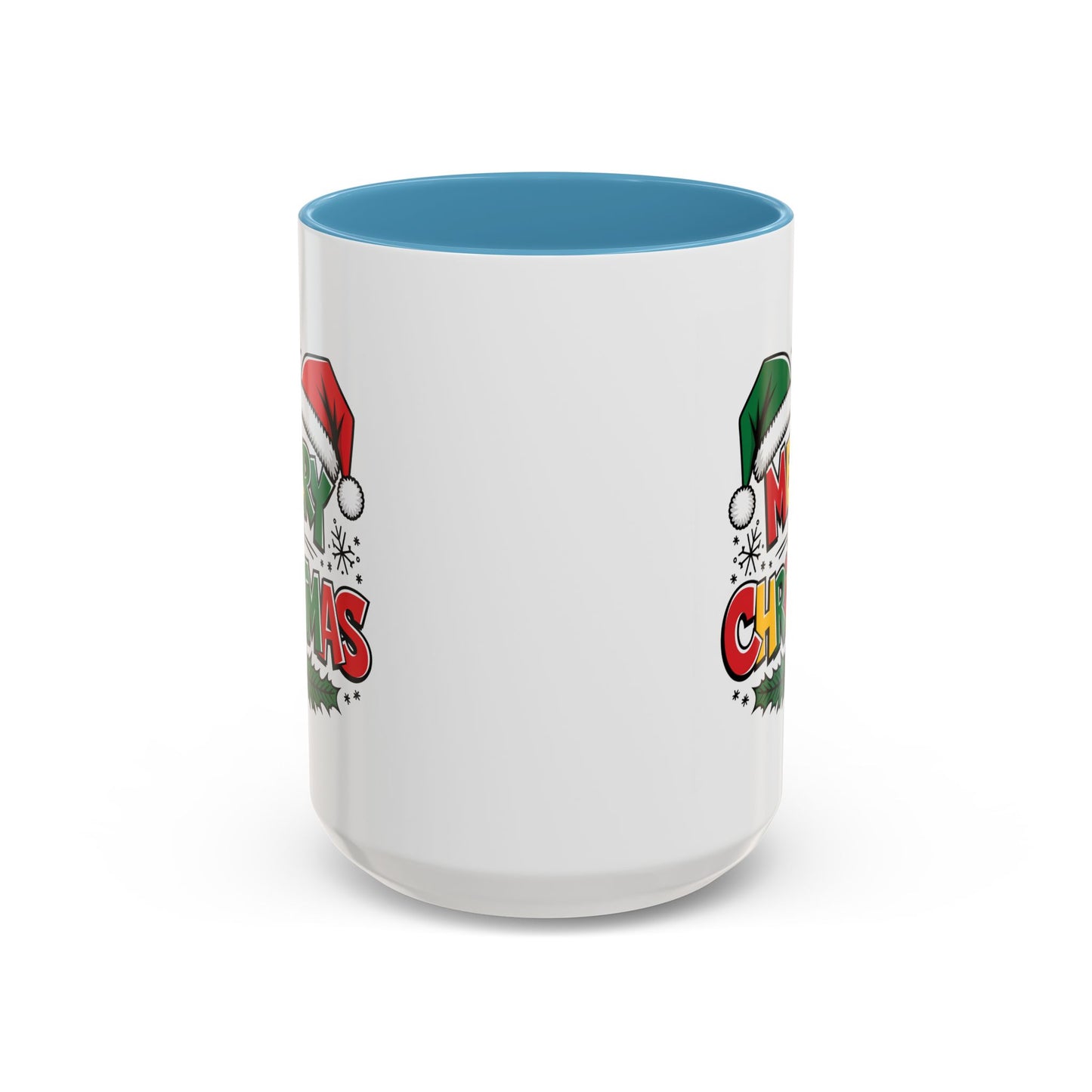Christmas Mug - Merry Christmas Red Yellow & Green Text Green & Red Hat