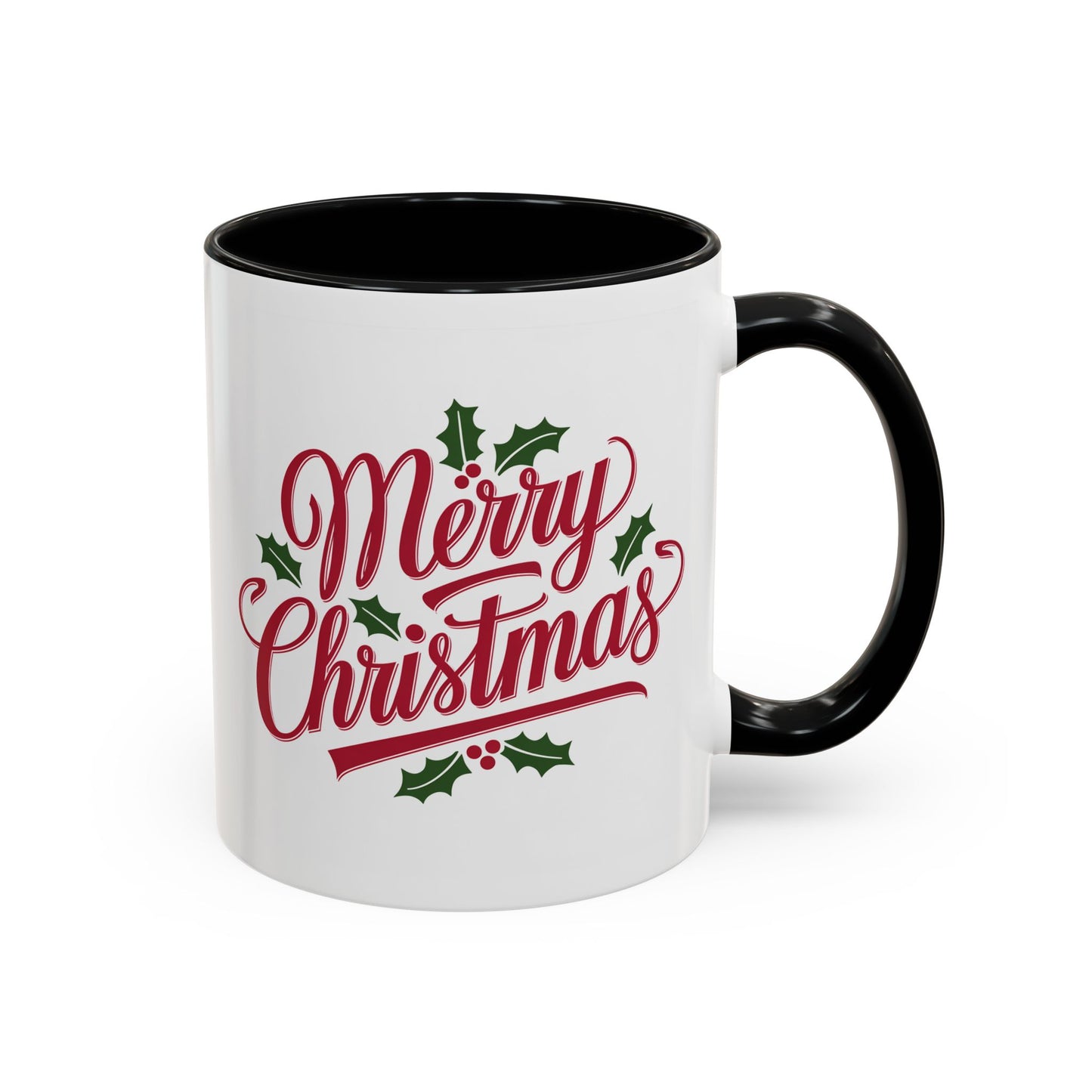 Christmas Mug - Merry Christmas Red Text Mistletoe