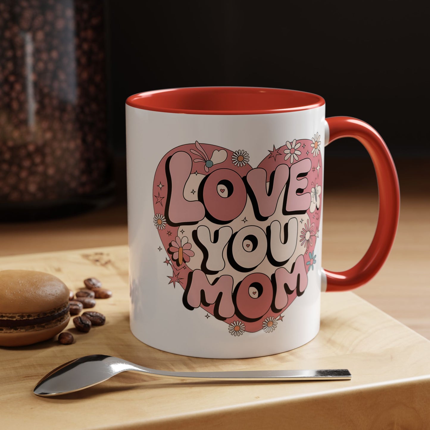 Mother's Day Mug - Love You Mom Retro Heart