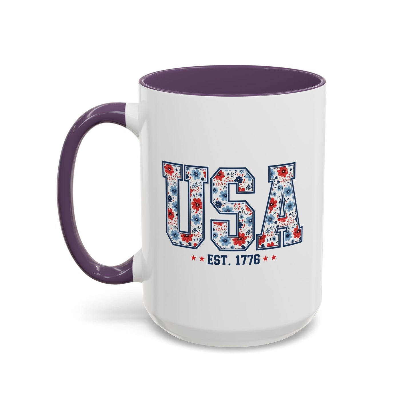 4th of July Mug - USA EST 1776 Floral