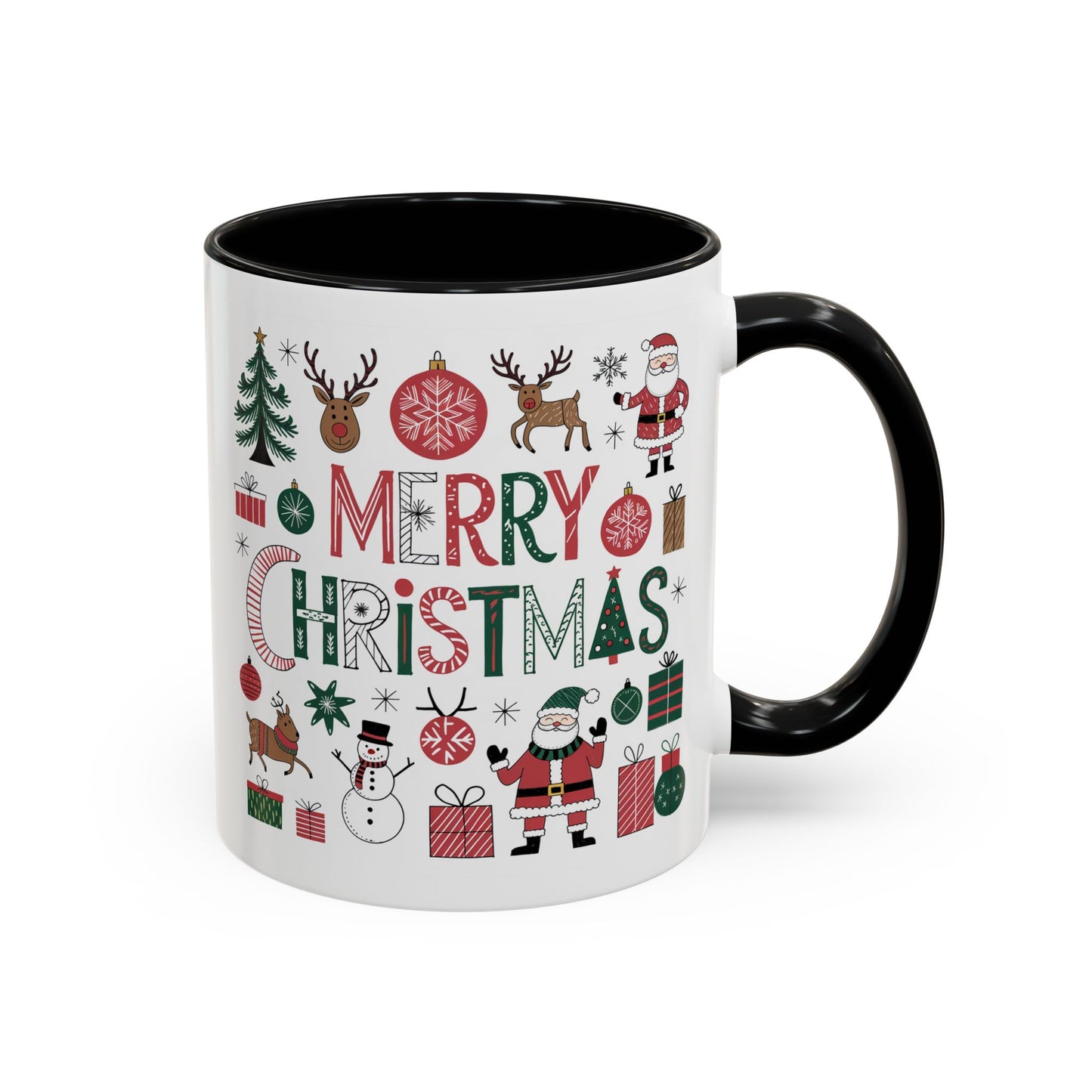Christmas Mug - Merry Christmas Red White & Green Text Collage