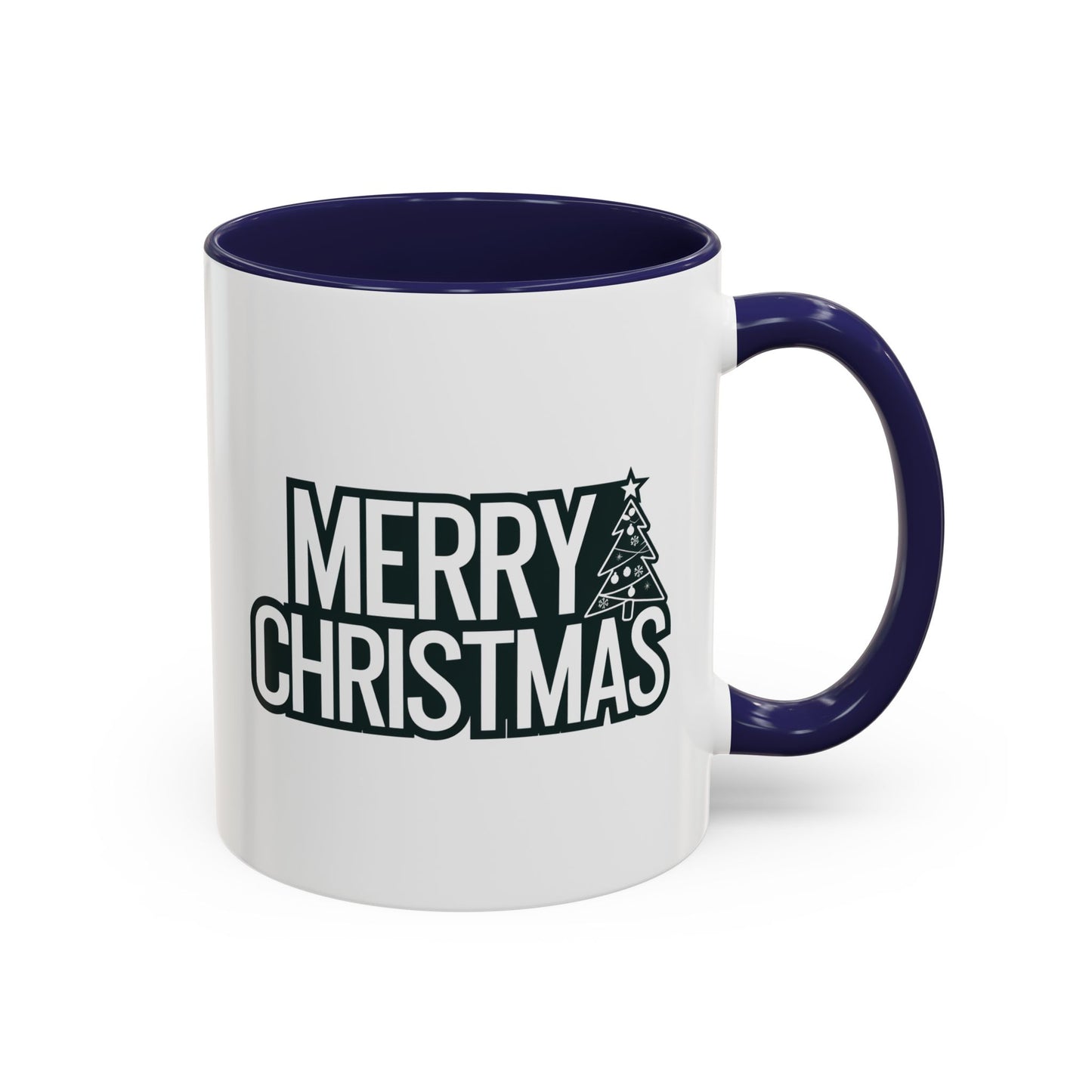 Christmas Mug - Merry Christmas White & Black Text Tree