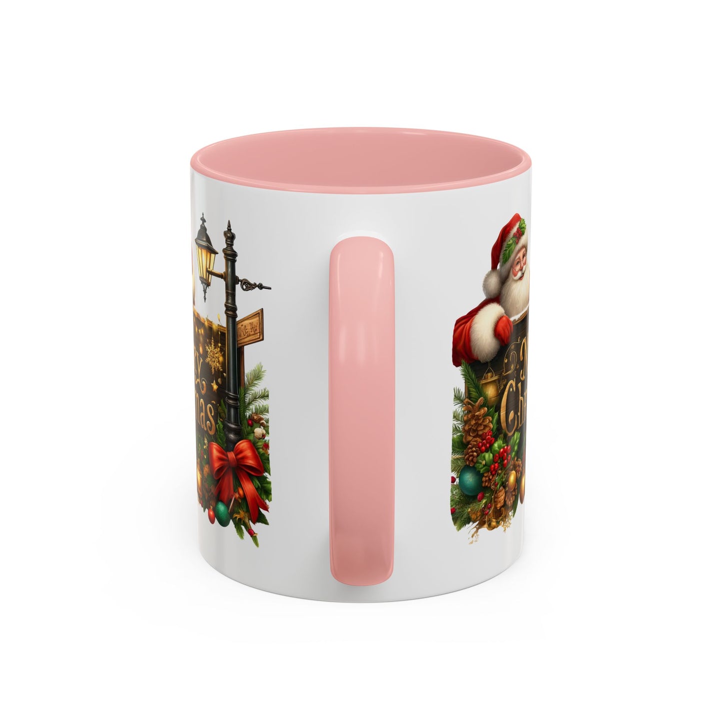 Christmas Mug - Merry Christmas Gold Text Santa Point Ornaments