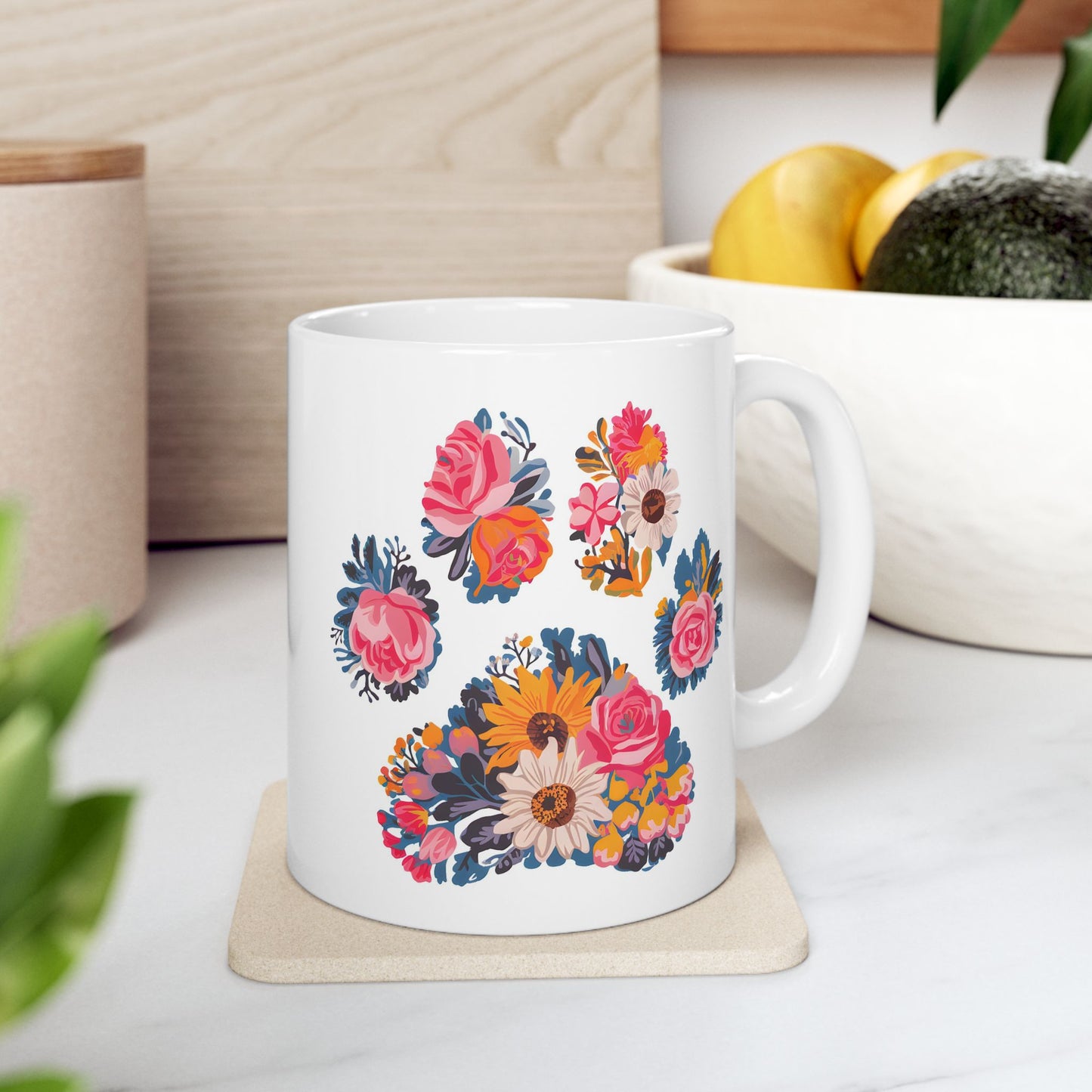 Animal Mug - Floral Dog Paw