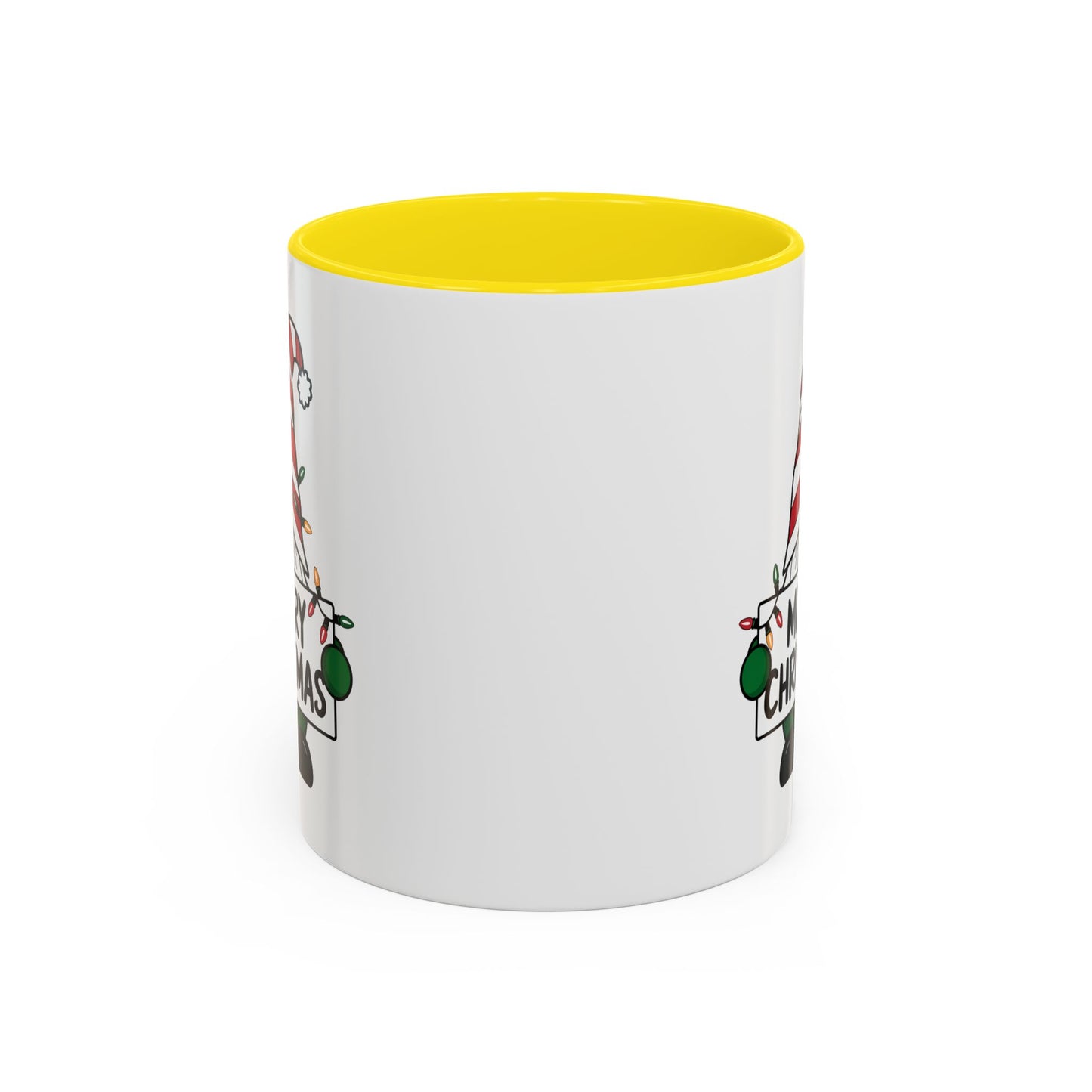 Christmas Mug - Merry Christmas Black Text Gnome Lights
