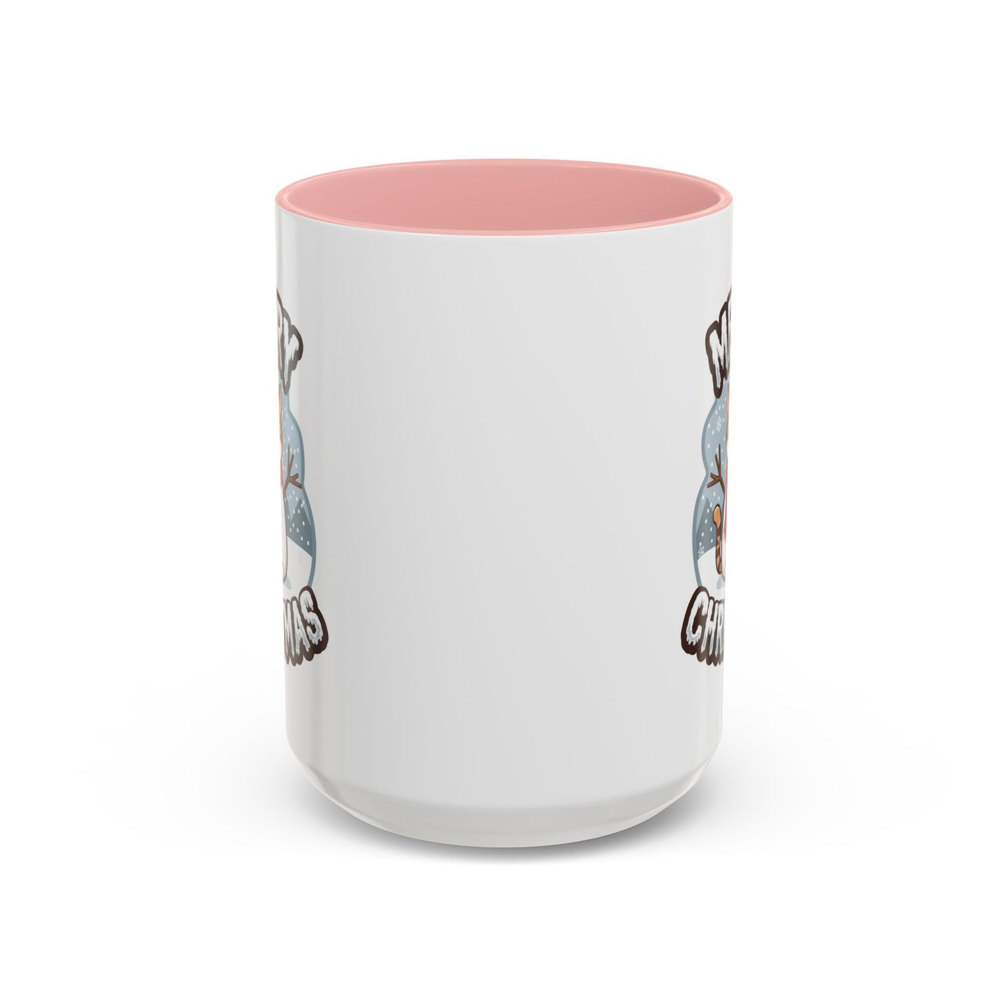 Christmas Mug - Merry Christmas Black & White Text Snowman Cat