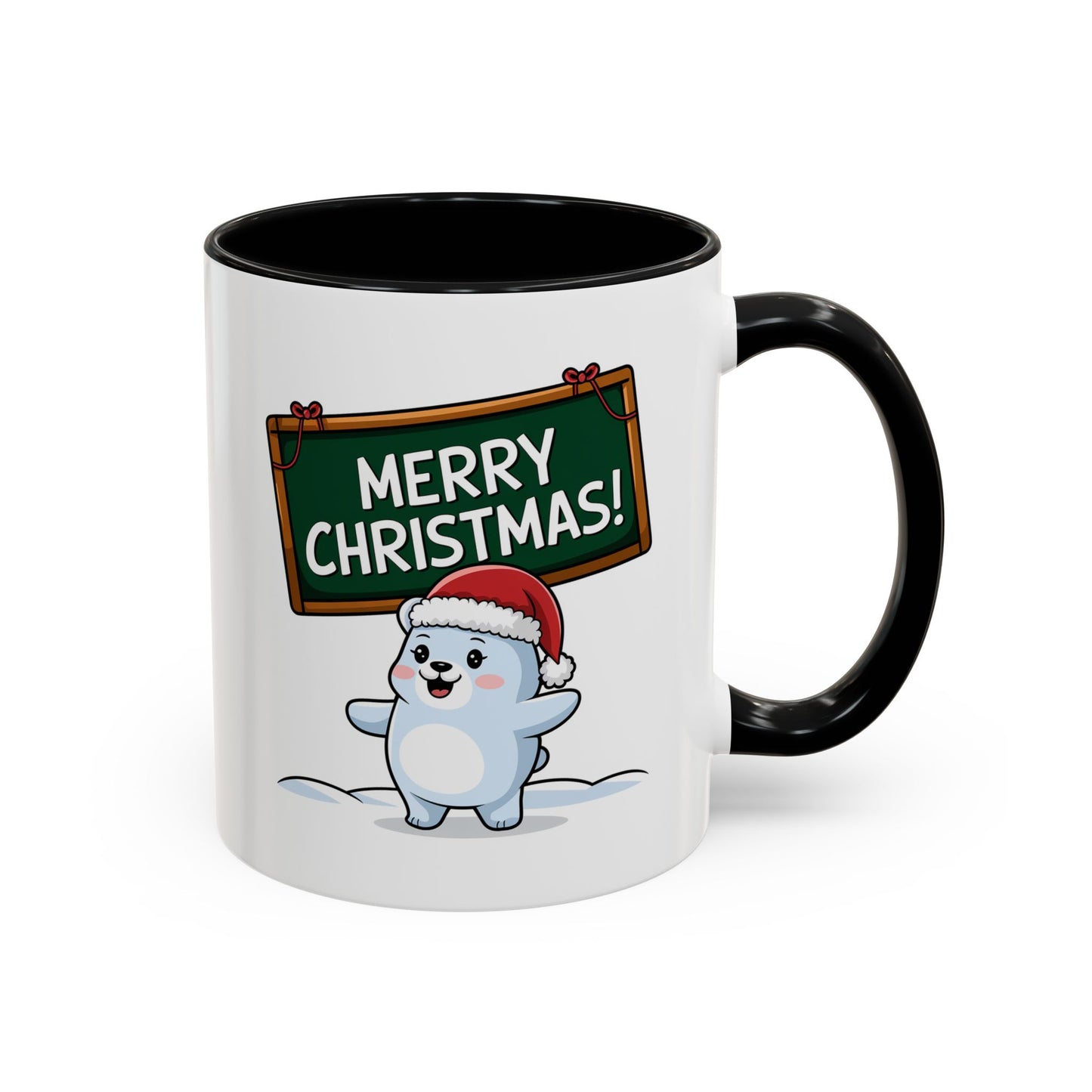Christmas Mug - Merry Christmas White Text Seal Pup