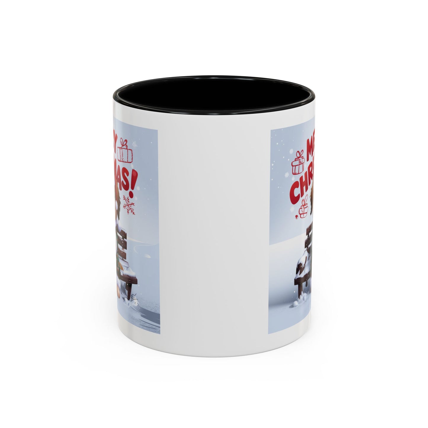 Christmas Mug - Merry Christmas Red Text Puppy Green Top 2