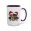 Christmas Mug - Merry Christmas Red Yellow & Blue Text Red Hats