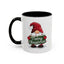 Christmas Mug - Merry Christmas White & Green Text Gnome Lights