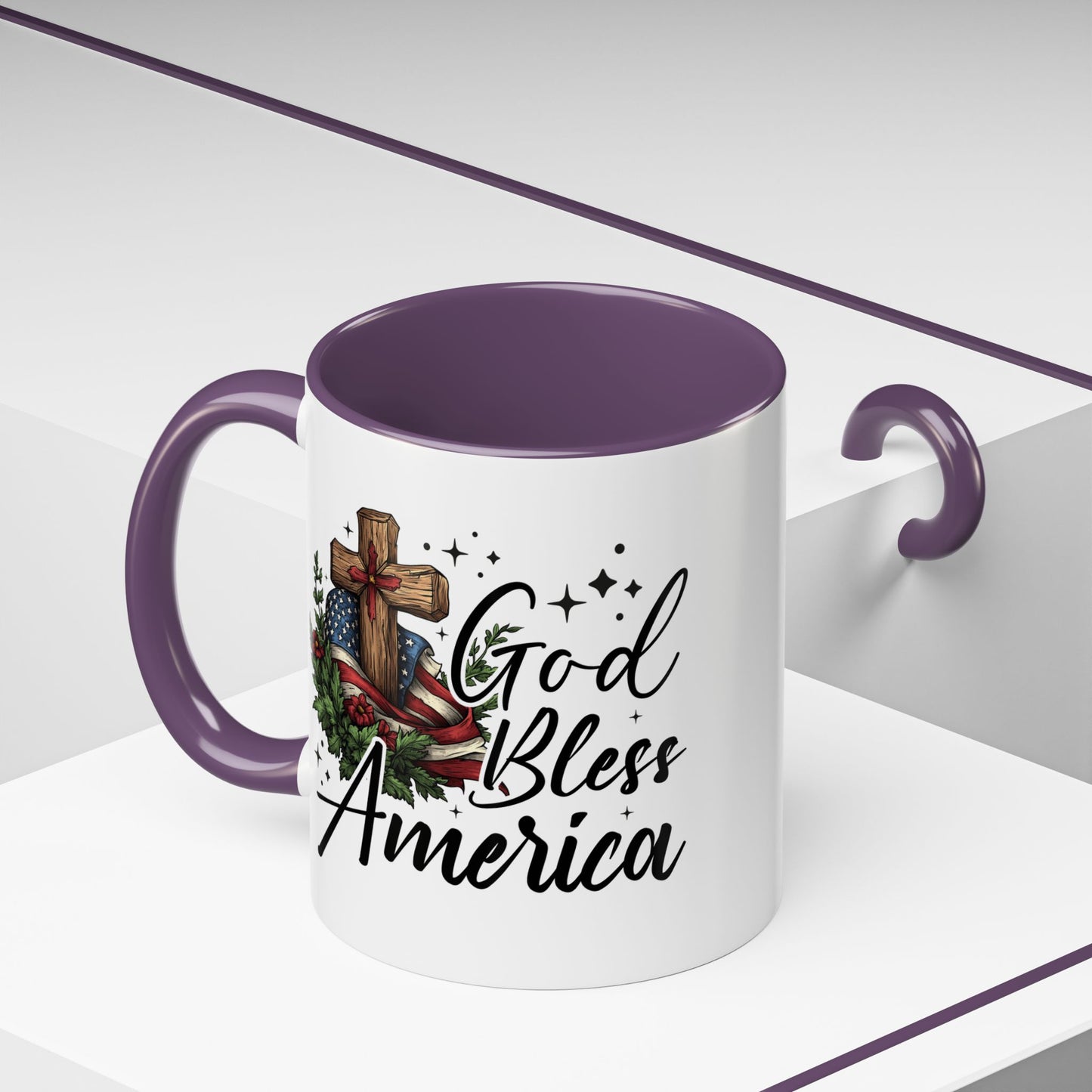 4th of July Mug - God Bless America Cross Flag