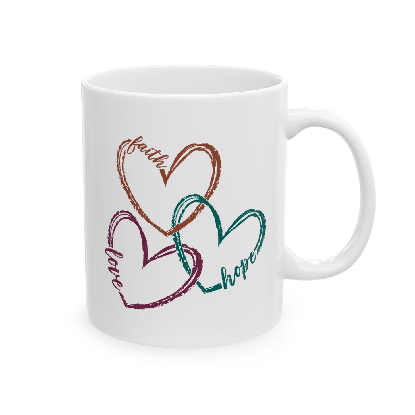 Religious Mug - Faith Love Hope Hearts