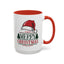Christmas Mug - Merry Christmas Green & Red Text Red Hat