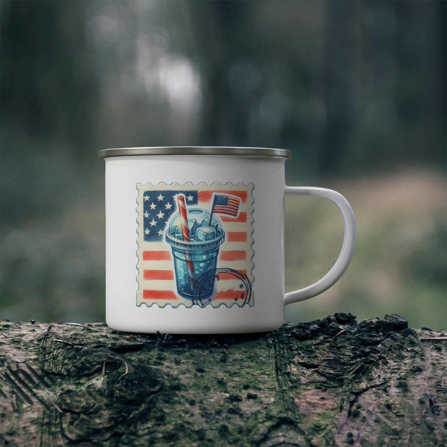 4th of July Mug - American Flag Iced Drink Stamp