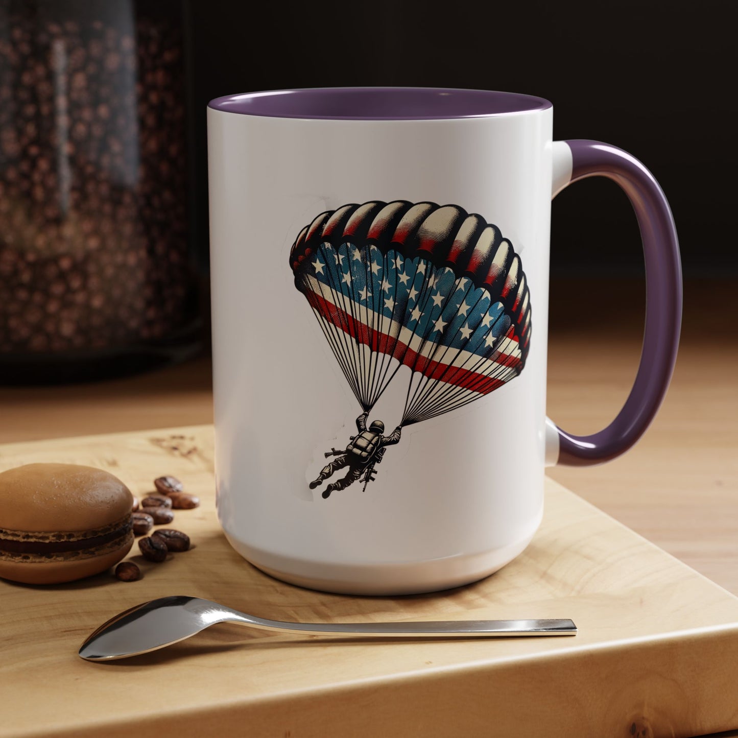 4th of July Mug - Airborne Soldier Parachute Flag