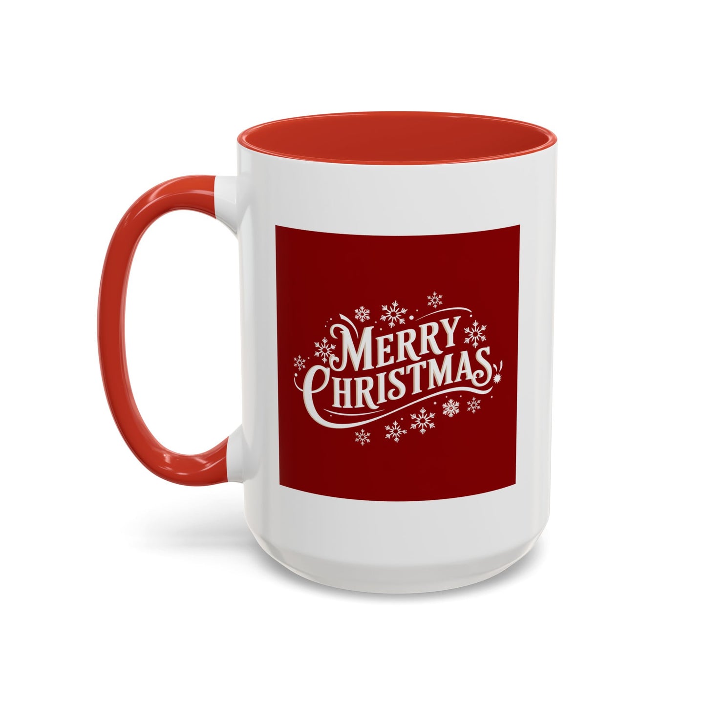 Christmas Mug - Merry Christmas White Text Maroon Background