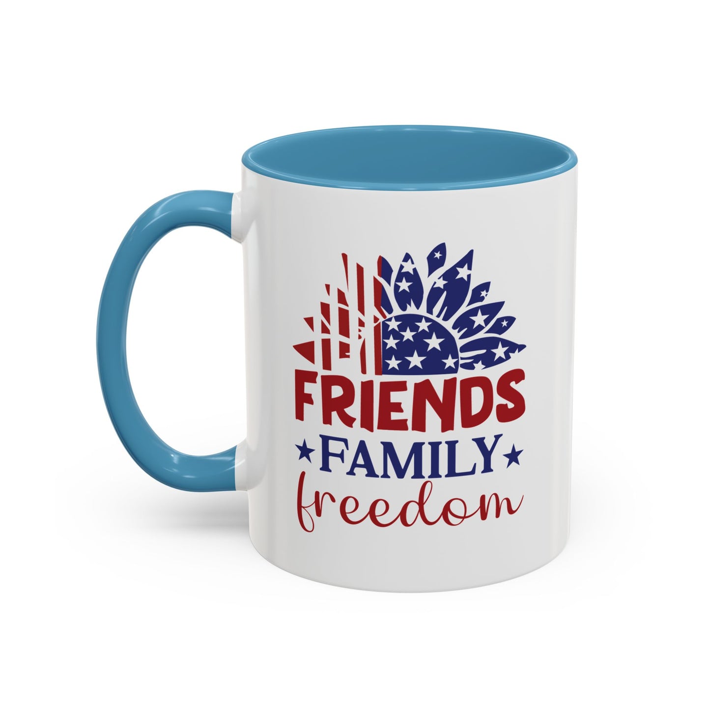 4th of July Mug - Friends Family Freedom Sunflower