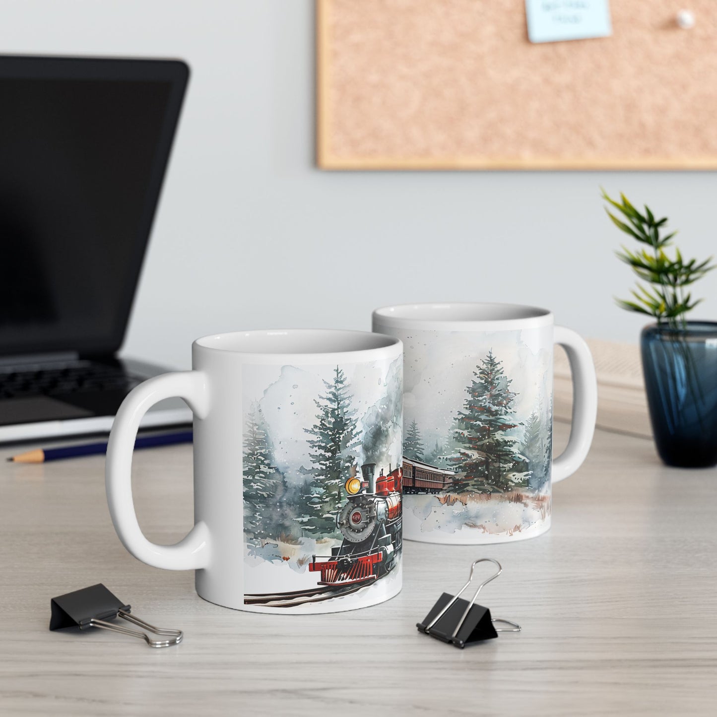 Christmas Mug - Snowy Landscape Train Wrap 5