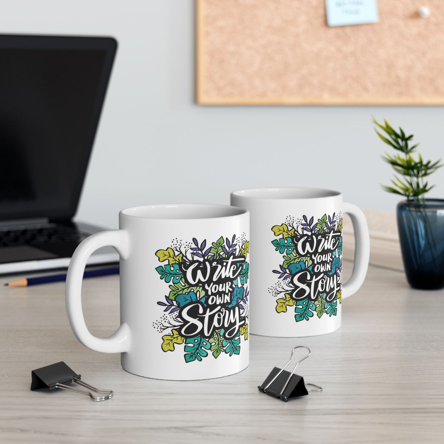 Motivation Mug - Write Your Own Story Leaves