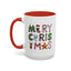 Christmas Mug - Merry Christmas Green Red & Gold Patterned Text