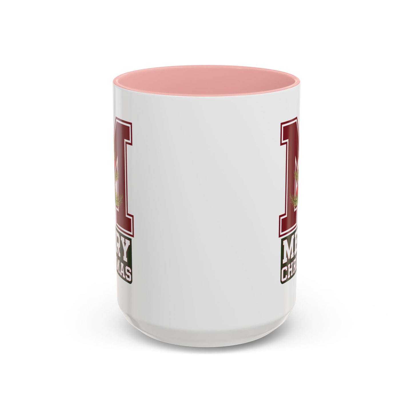 Christmas Mug - Merry Christmas White Green & Red College Text