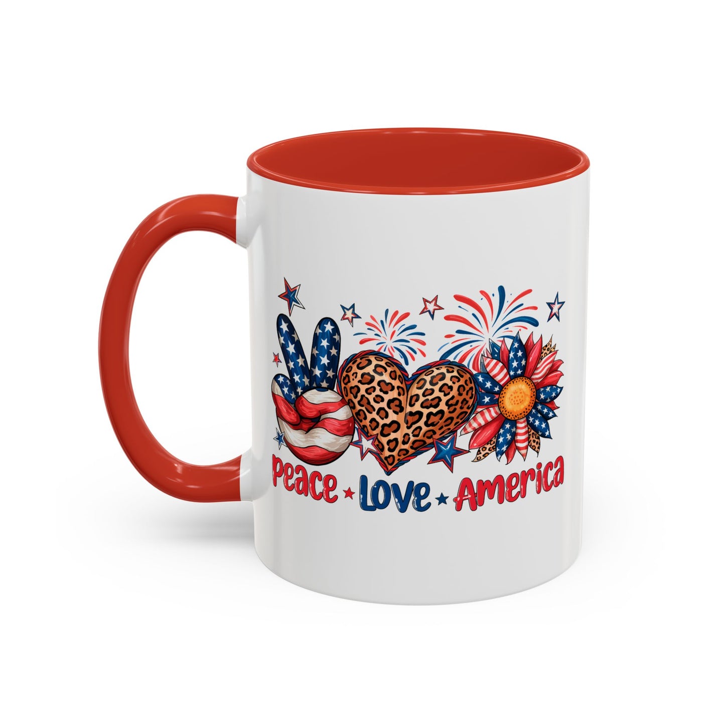 4th of July Mug - Peace Love America
