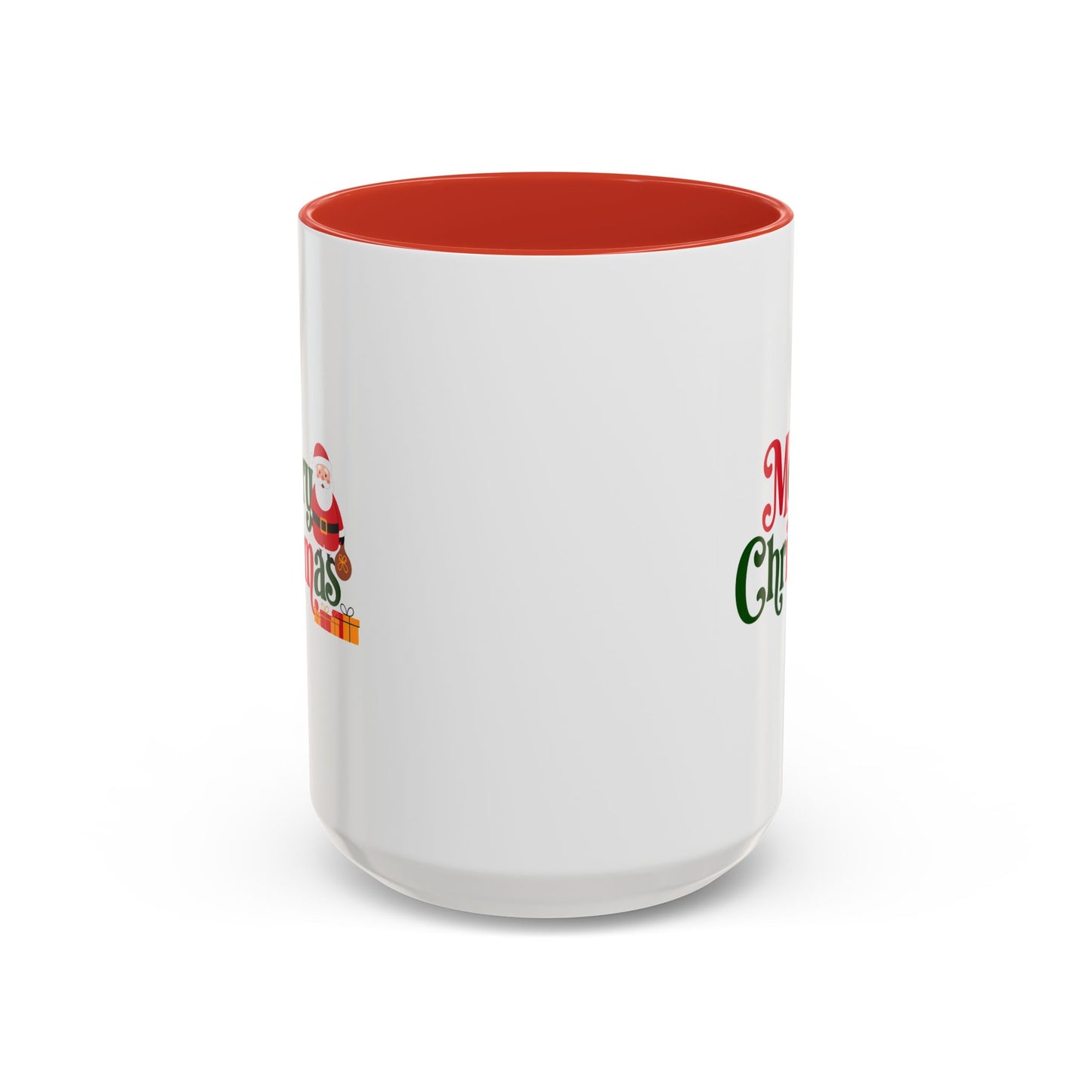 Christmas Mug - Merry Christmas Green & Red Text Santa Presents