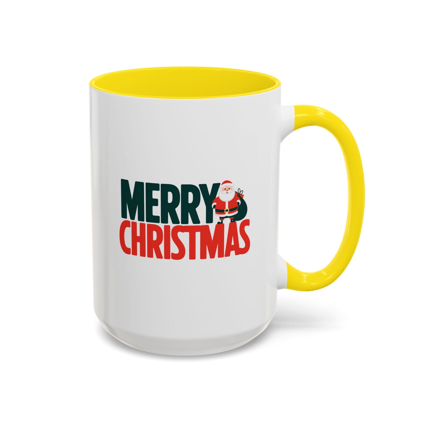 Christmas Mug - Merry Christmas Green & Red Text Santa Bag