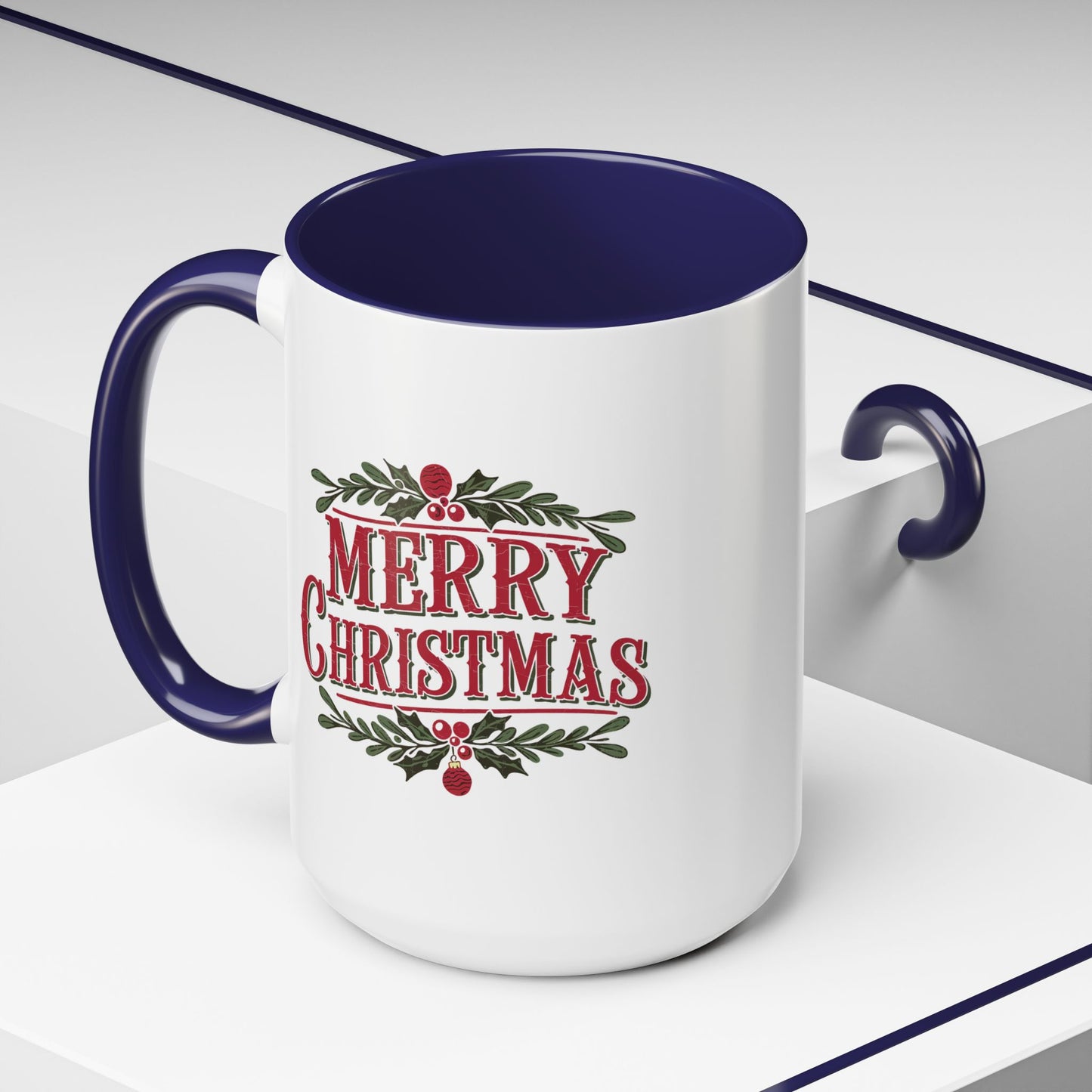 Christmas Mug - Merry Christmas Maroon Text Ornament Decorations