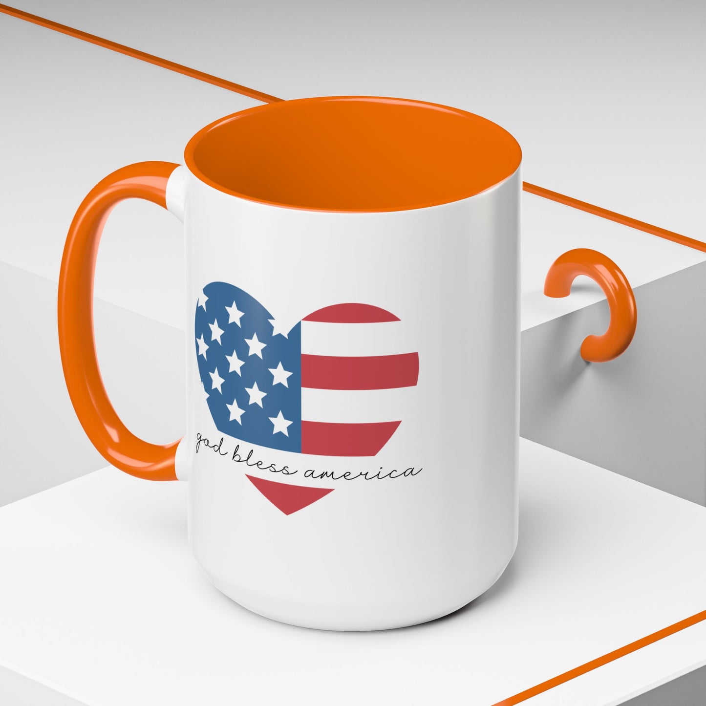 4th of July Mug - God Bless America Flag Heart
