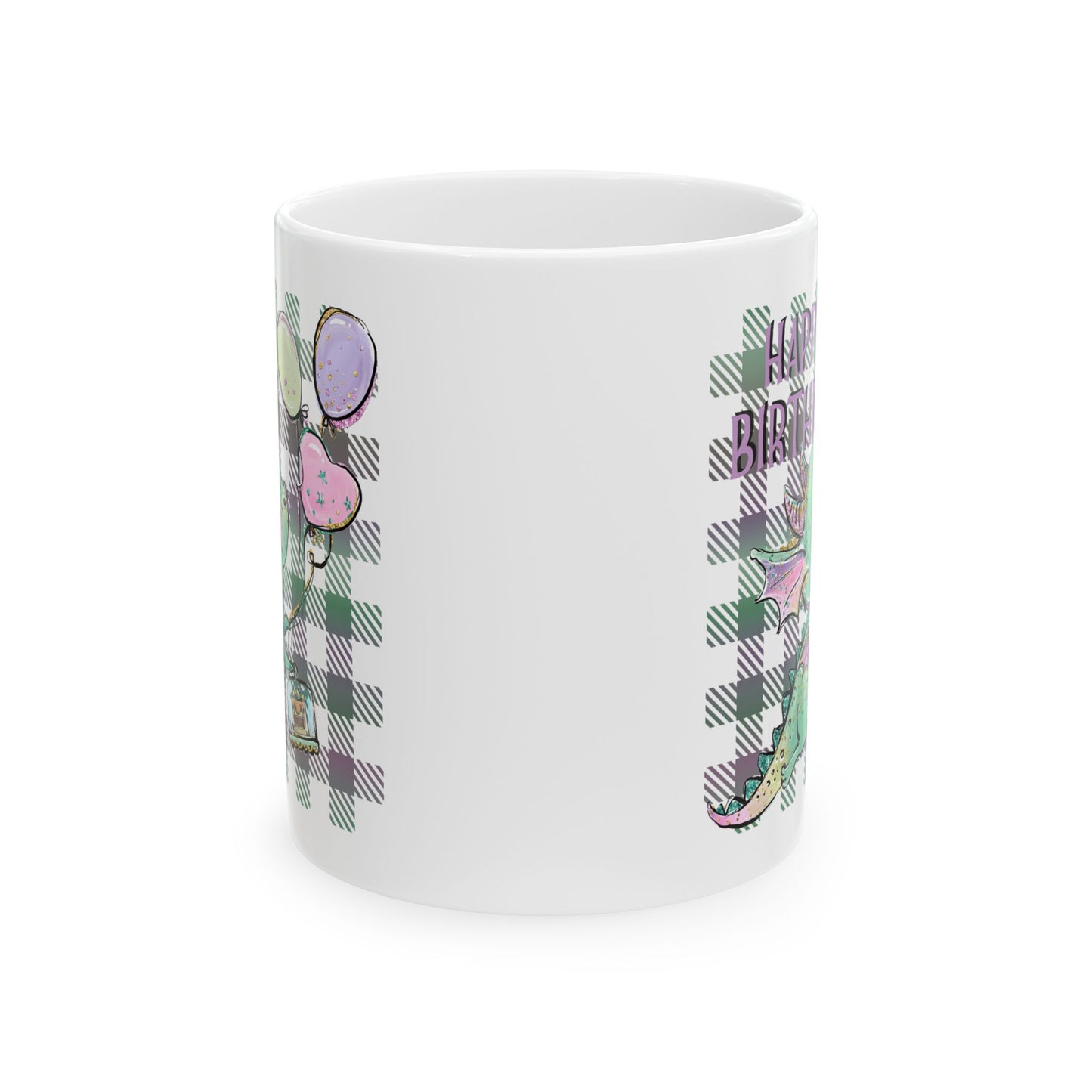 Birthday Mug - Happy Birthday Dragon With Balloons