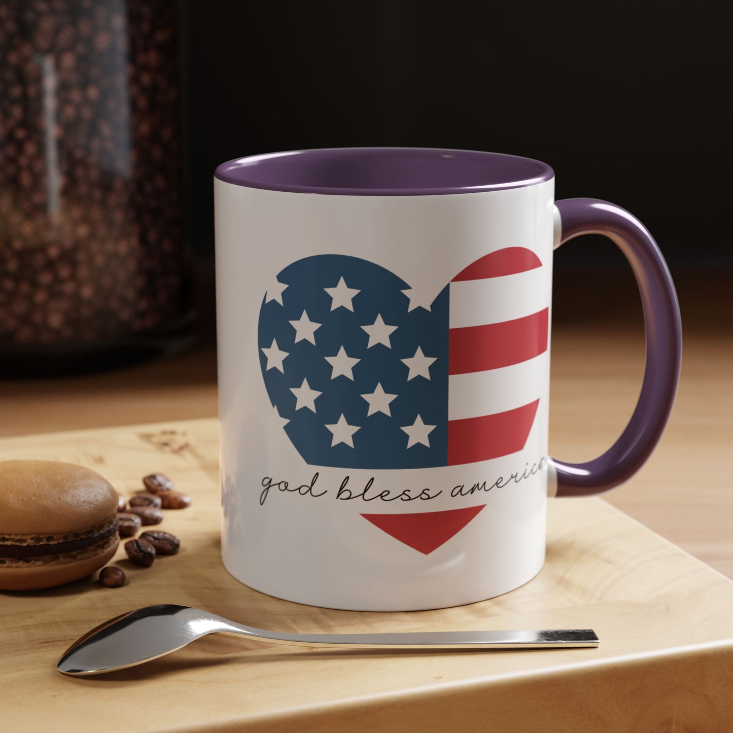 4th of July Mug - God Bless America Flag Heart