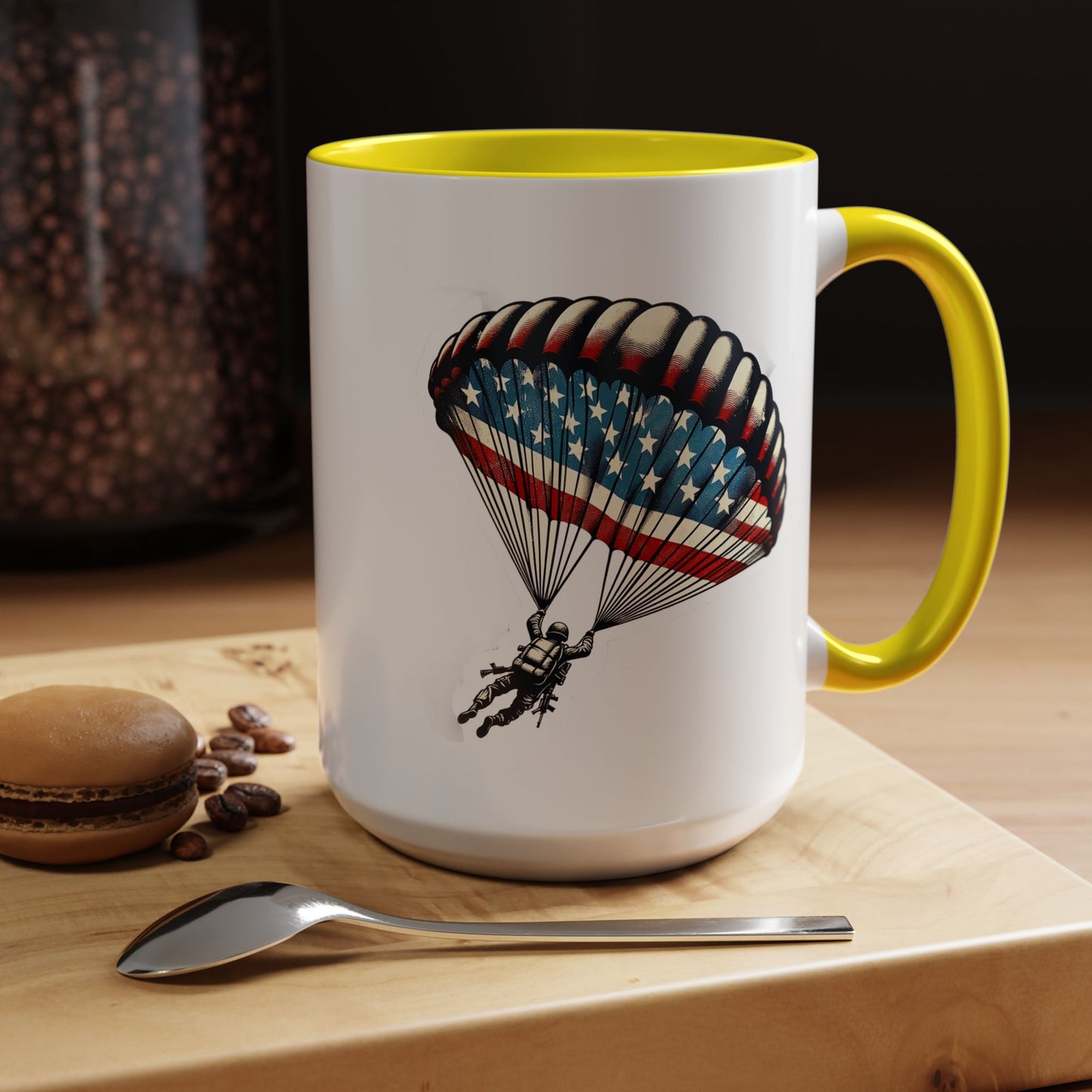 4th of July Mug - Airborne Soldier Parachute Flag
