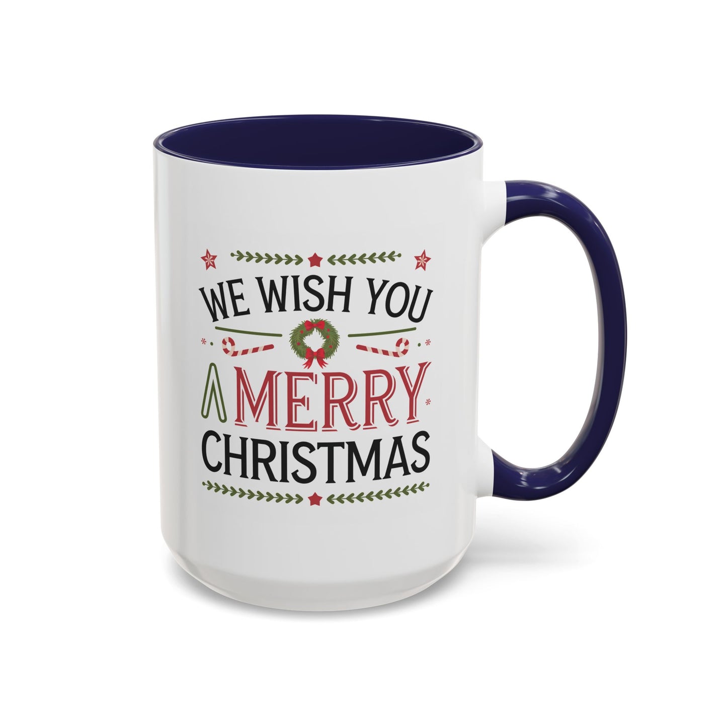 Christmas Mug - We Wish You a Merry Christmas Blue Green & Red Text