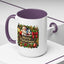 Christmas Mug - Merry Christmas Cream Text Santa Ok Light Bow Ornaments