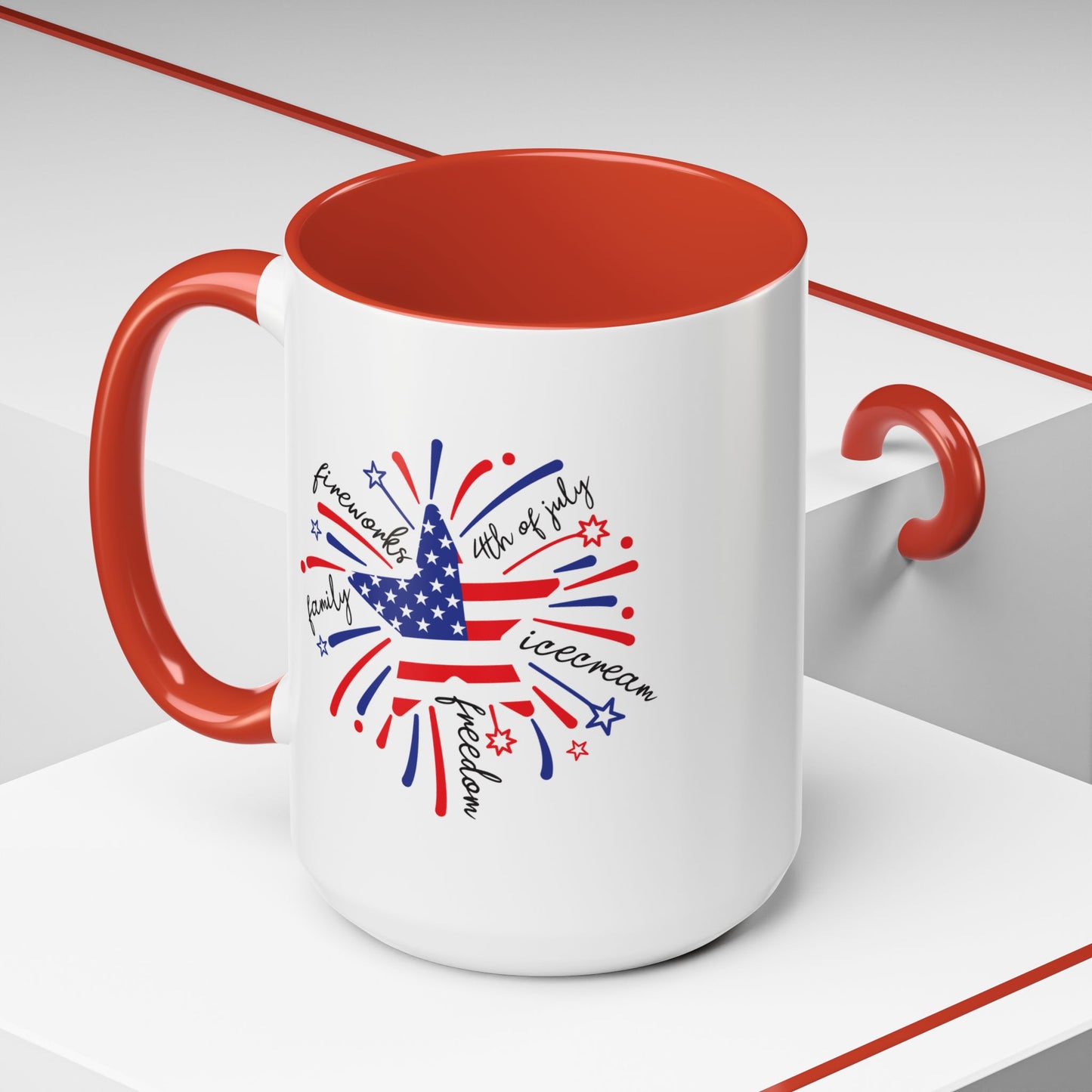 4th of July Mug - Star Flag Fireworks