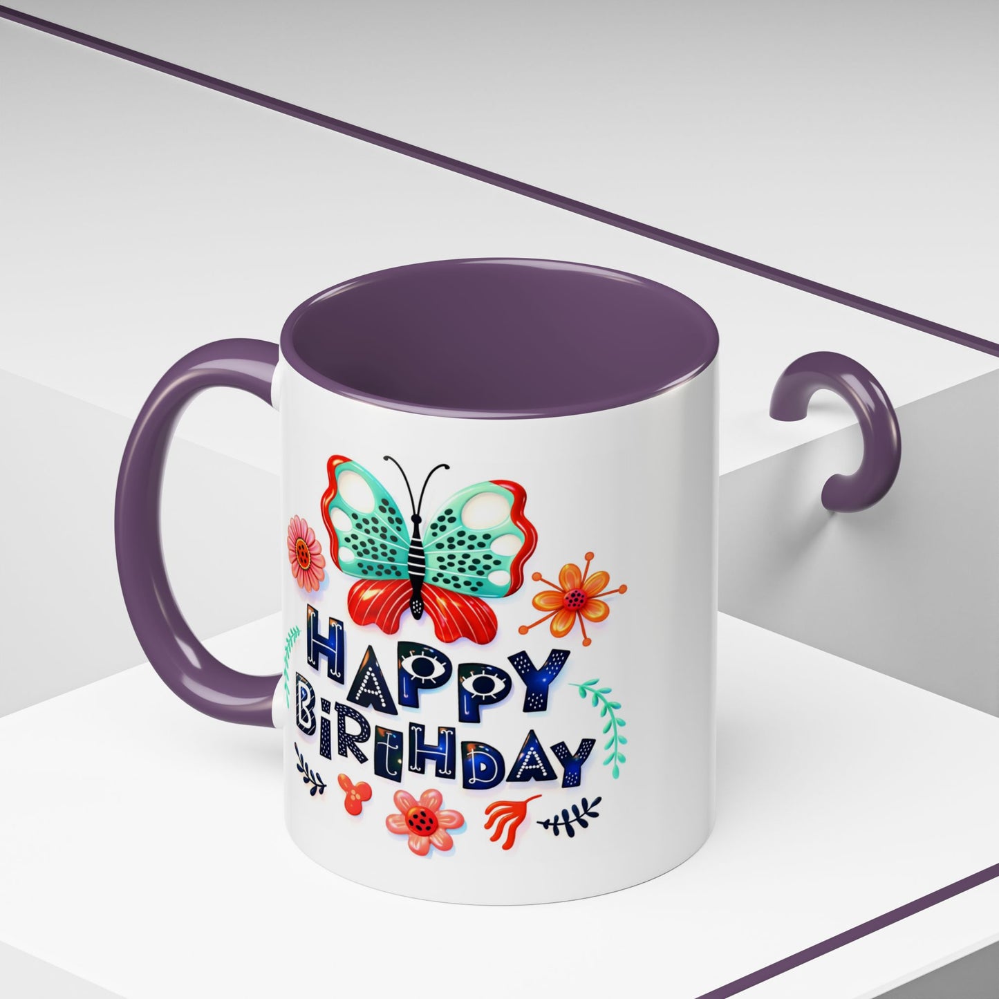 Birthday Mug - Butterfly Flowers