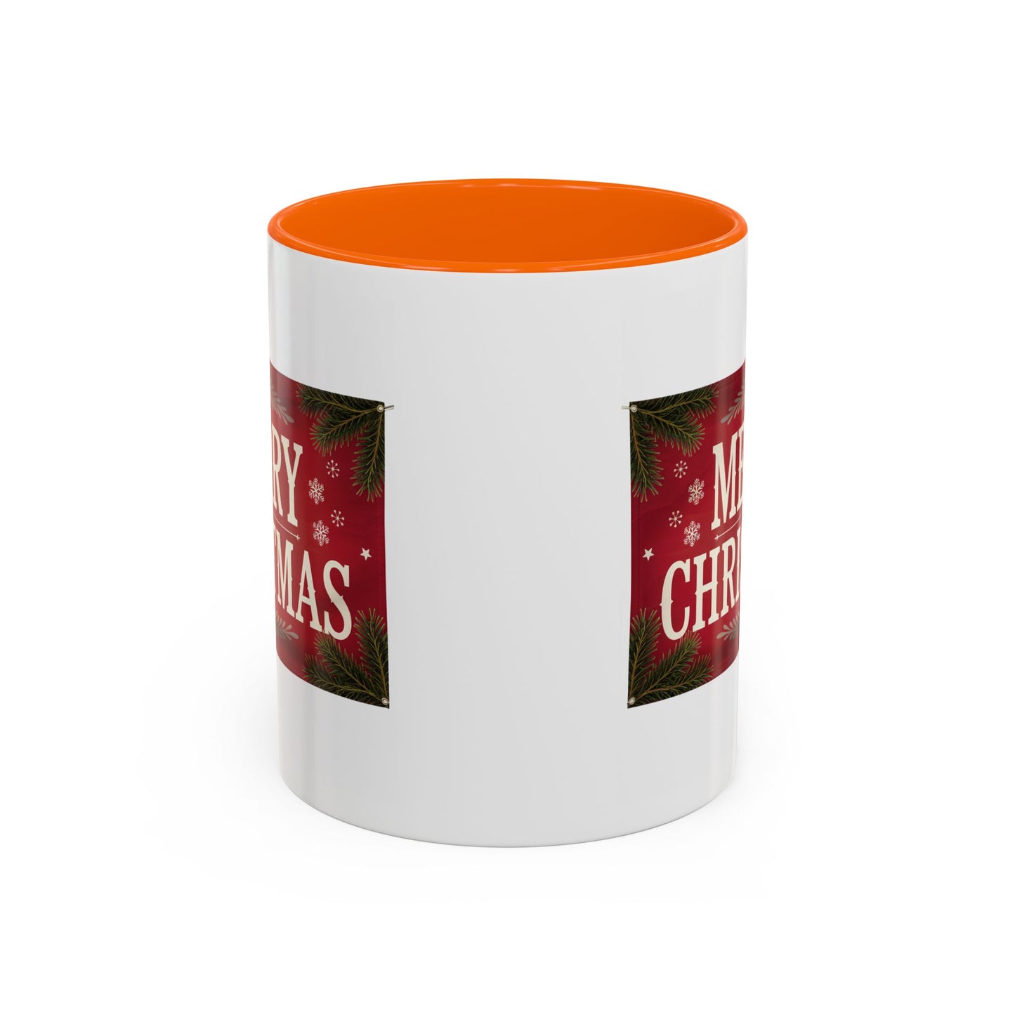 Christmas Mug - Merry Christmas Cream Text Maroon Background