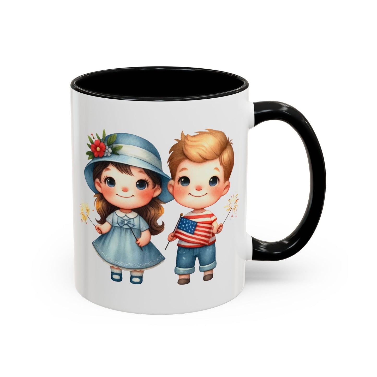4th of July - American Boy & Girl Flag