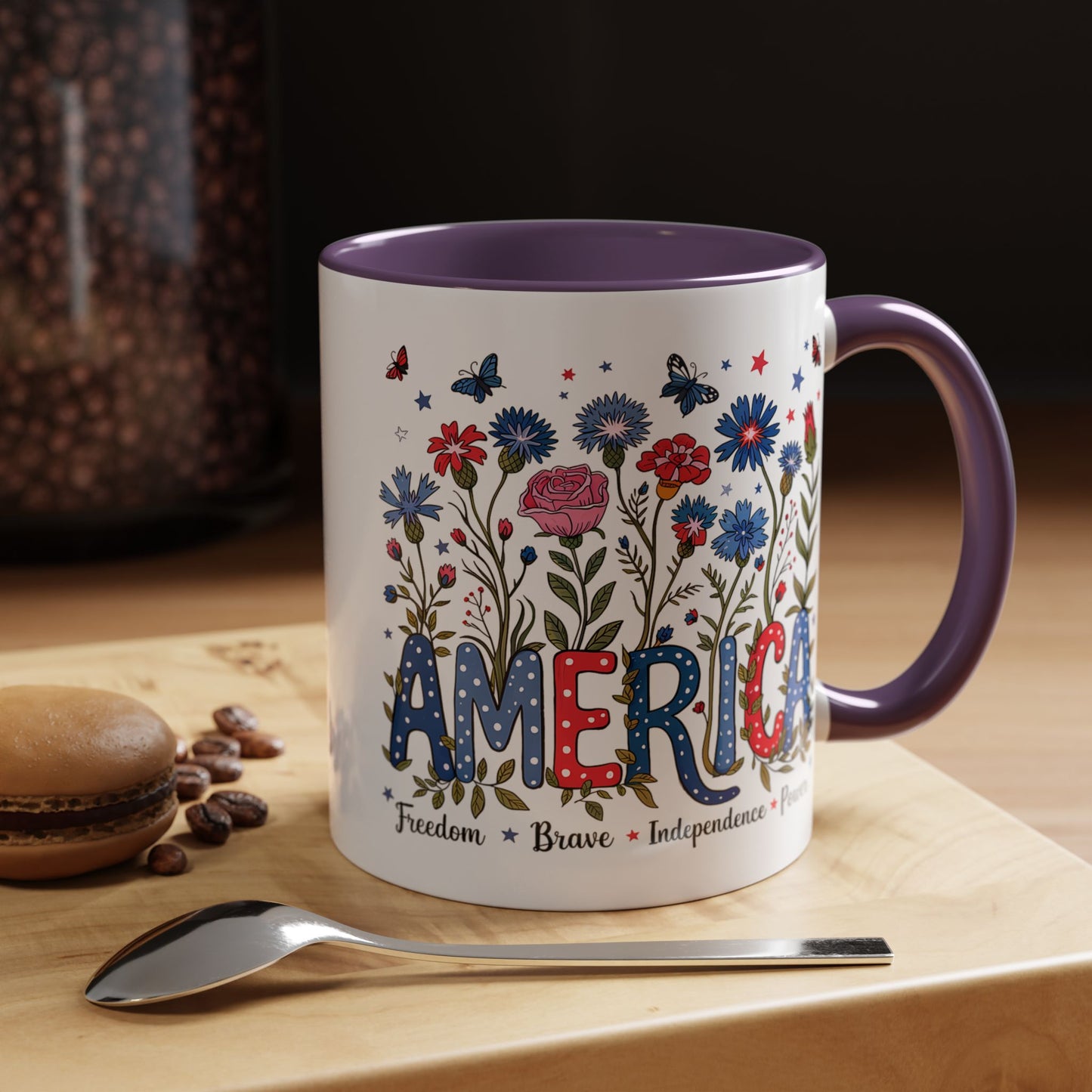 4th of July Mug - Floral America Patriotic