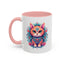Animal  - Mystic Cat Turquoise & Coral Flowers