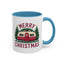 Christmas Mug - Merry Christmas Maroon Text Camper Trees
